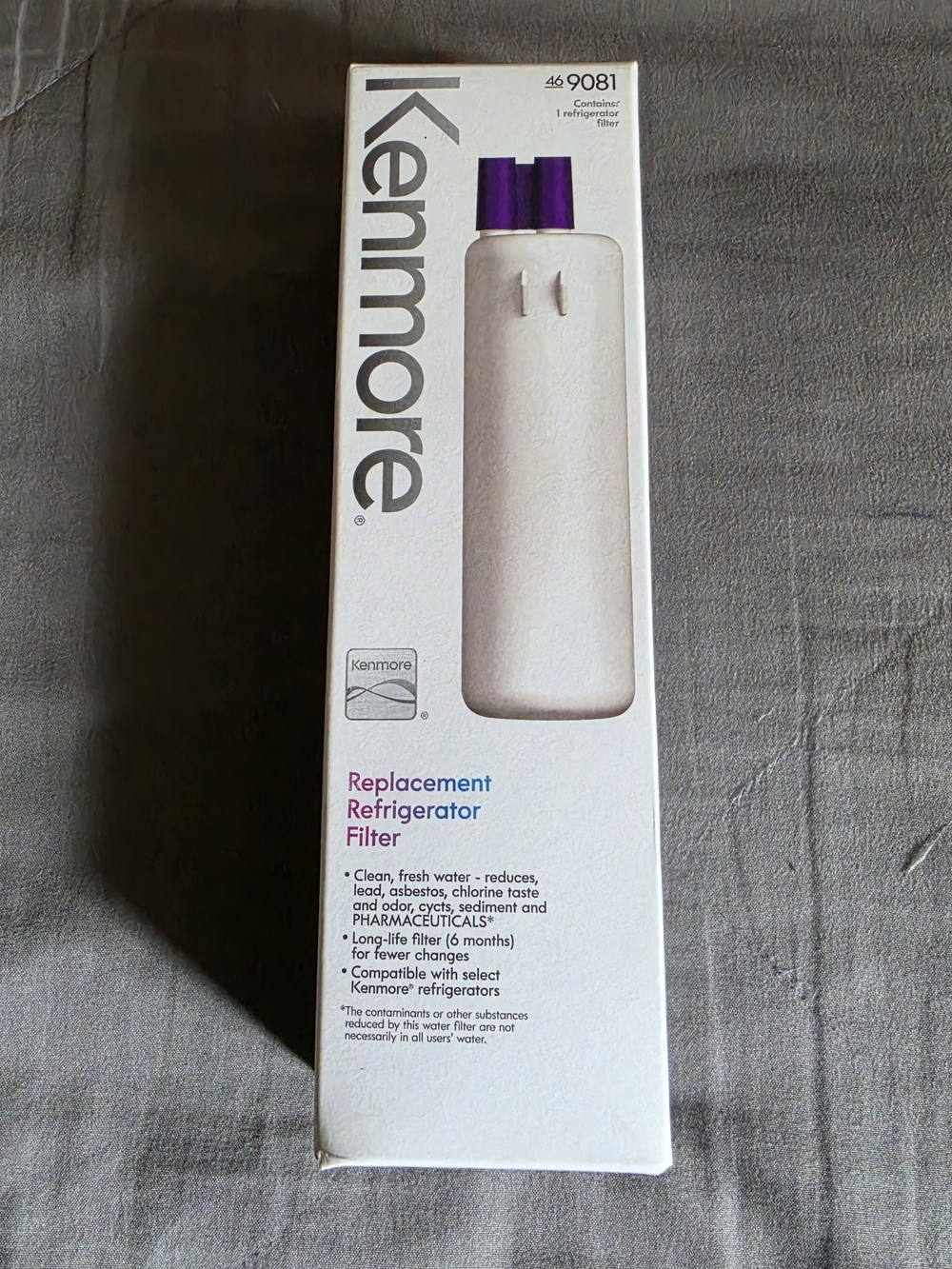 Kenmore Replacement Refrigerator Water Filter — White with Purple Cap